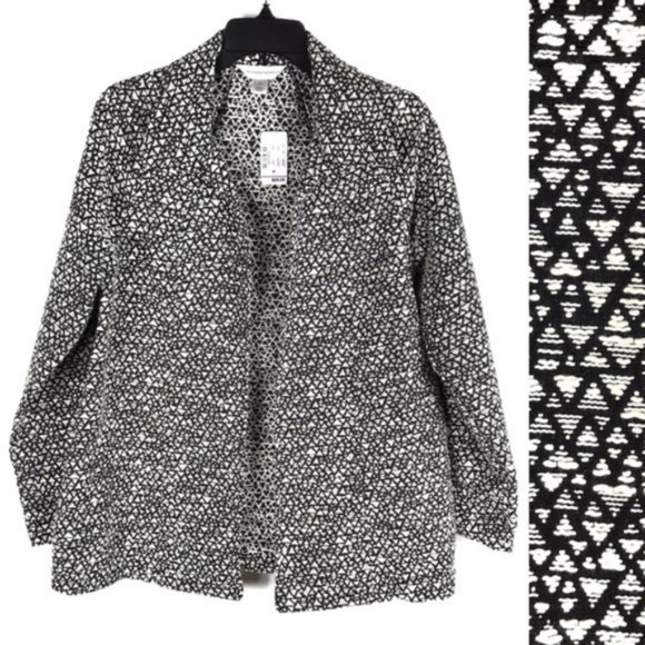 Christopher & Banks Black & White Geometric Print Coat - Picture 1 of 8